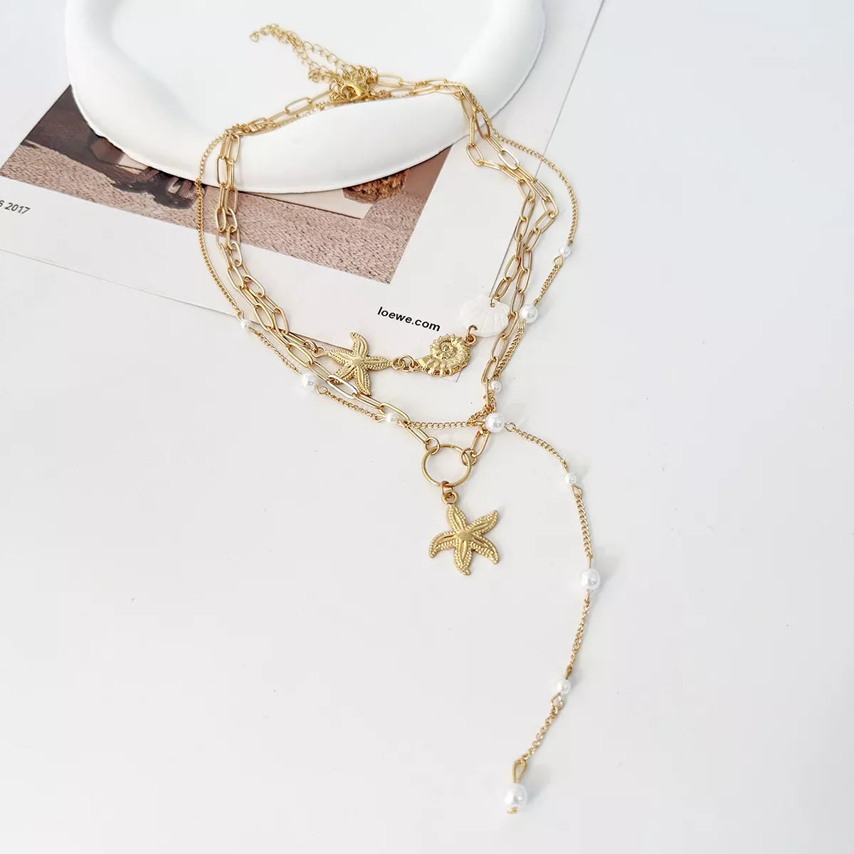 3-Piece Bohemian Layered Starfish and Shell Necklace