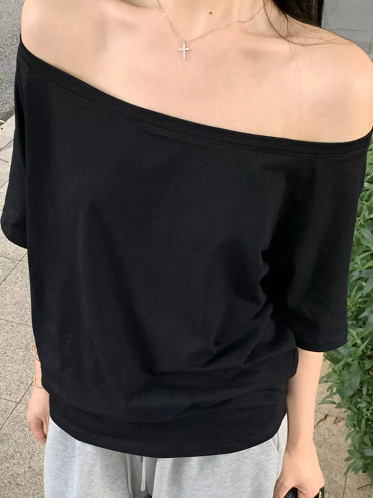 Boat Neck Short Sleeve T-Shirt