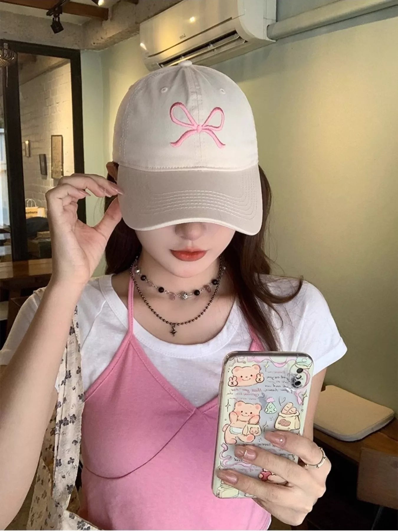 Embroidered Bow Baseball Cap