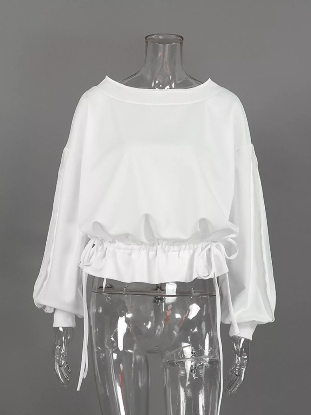 Ruffled Hem One Shoulder Sweatshirt
