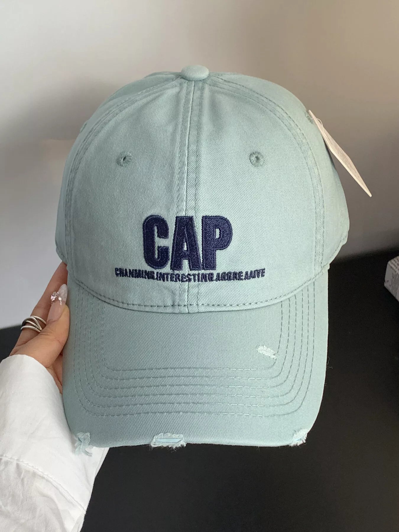 Embroidered Distressed Baseball Cap
