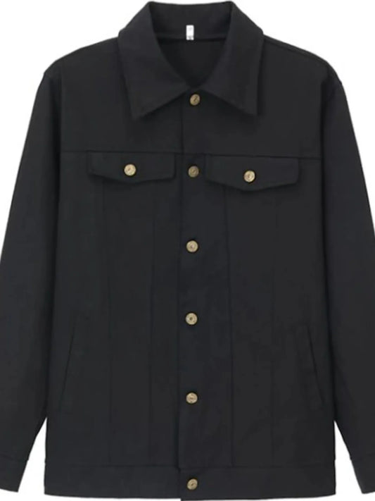 Men's Full Size Button Up Long Sleeve Jacket Plus Size
