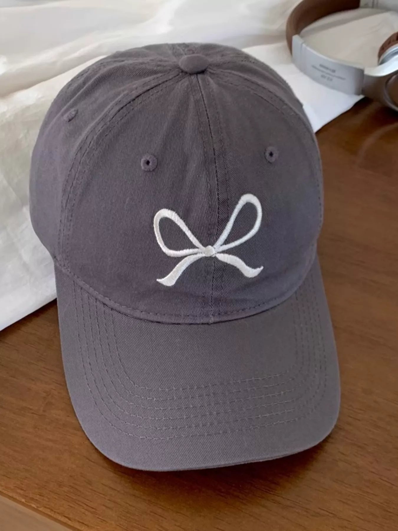 Embroidered Bow Baseball Cap