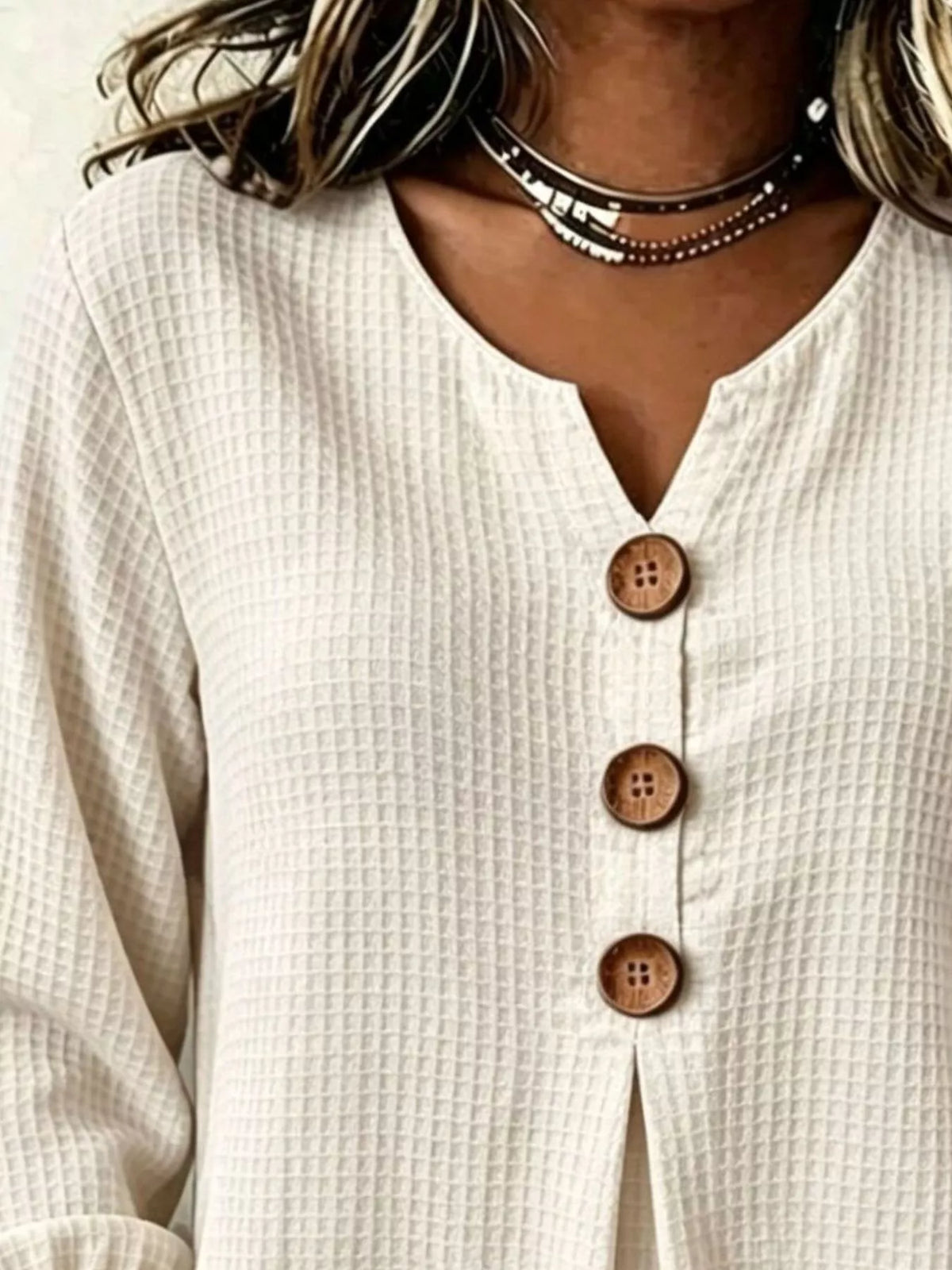 Full Size Waffle Knit Flounce Sleeve Blouse Plus Size