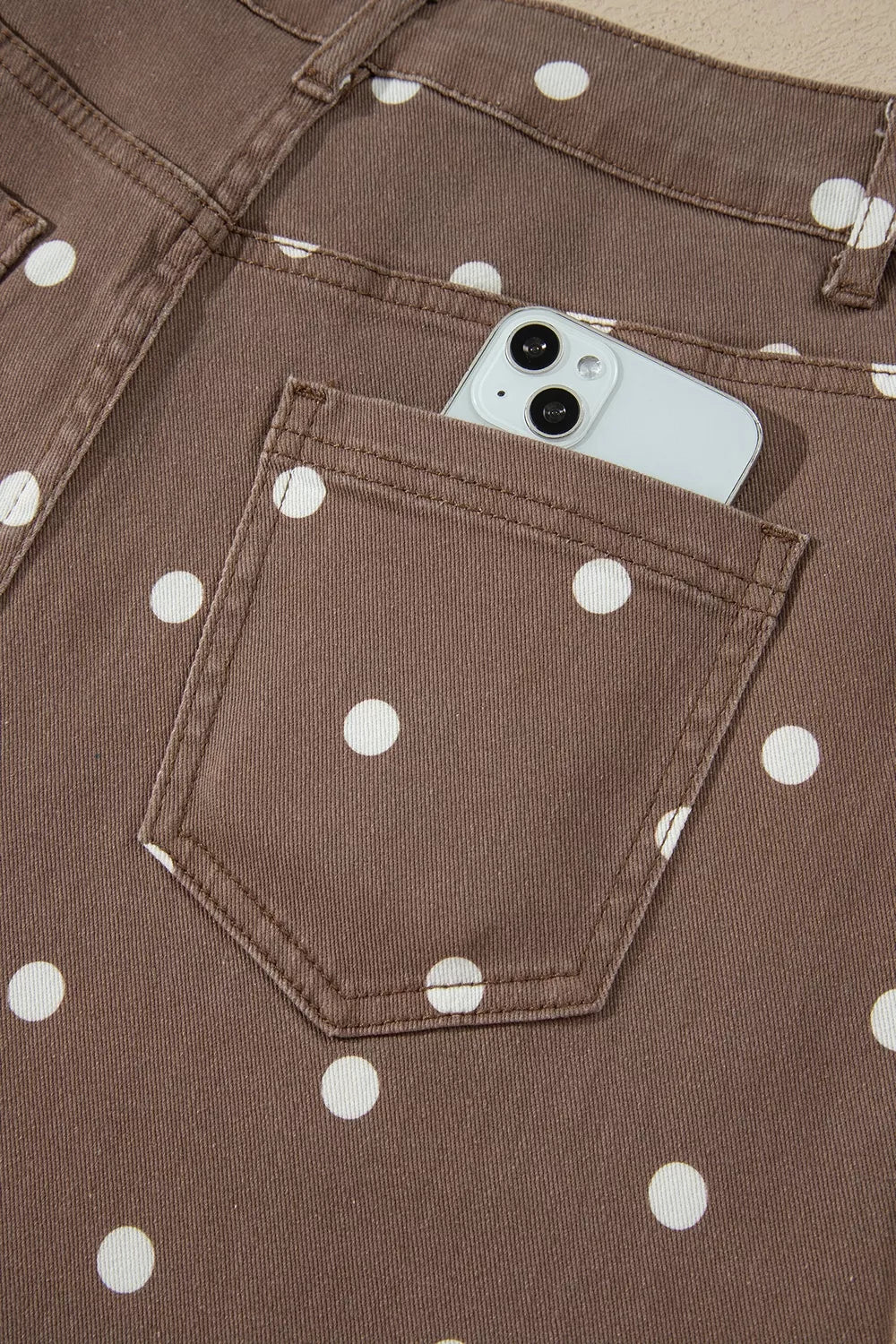 Tailored Seam Polka Dot Print Barrel Casual Jeans