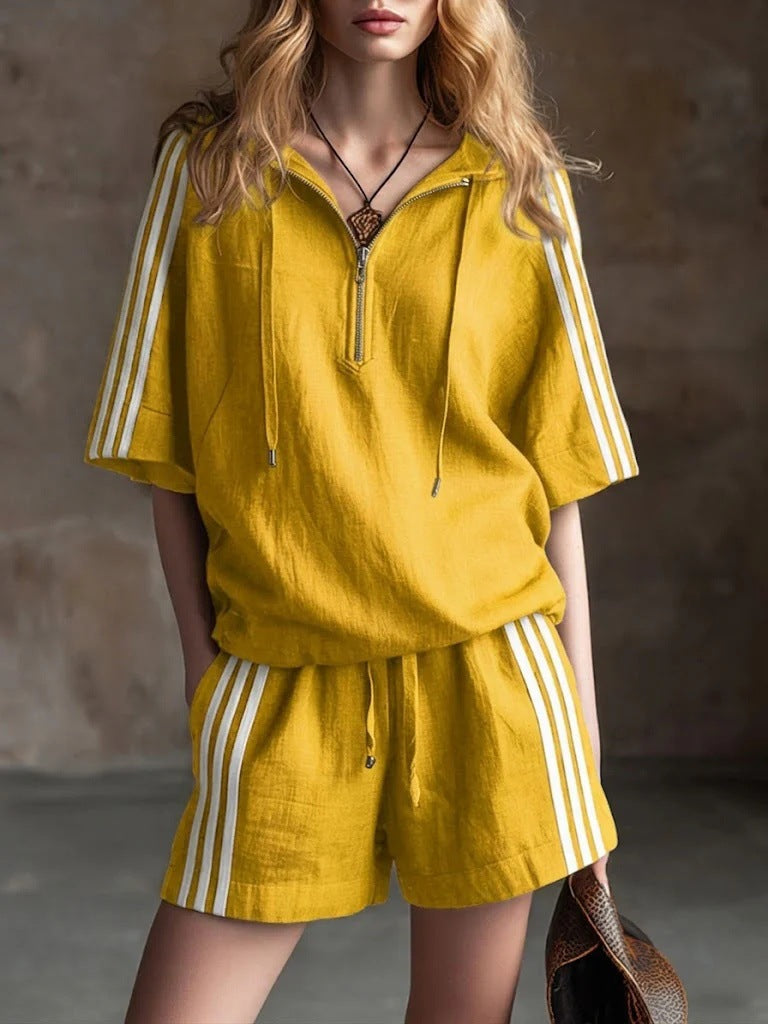 Women's Loose-Fit Two-Piece Sportswear Set – Shirt & Cropped Pants