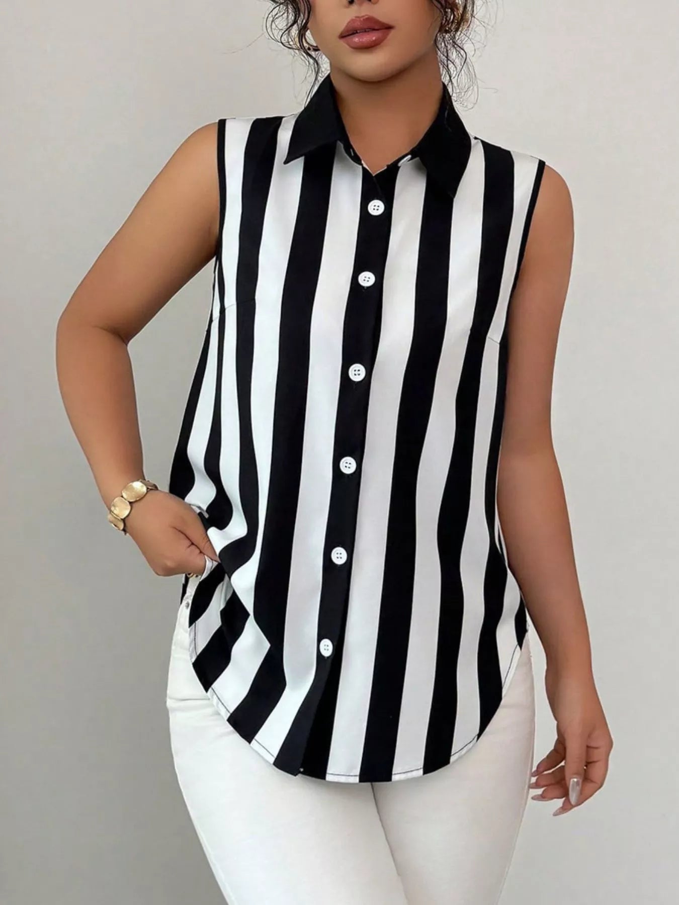 Button Up Sleeveless Shirt