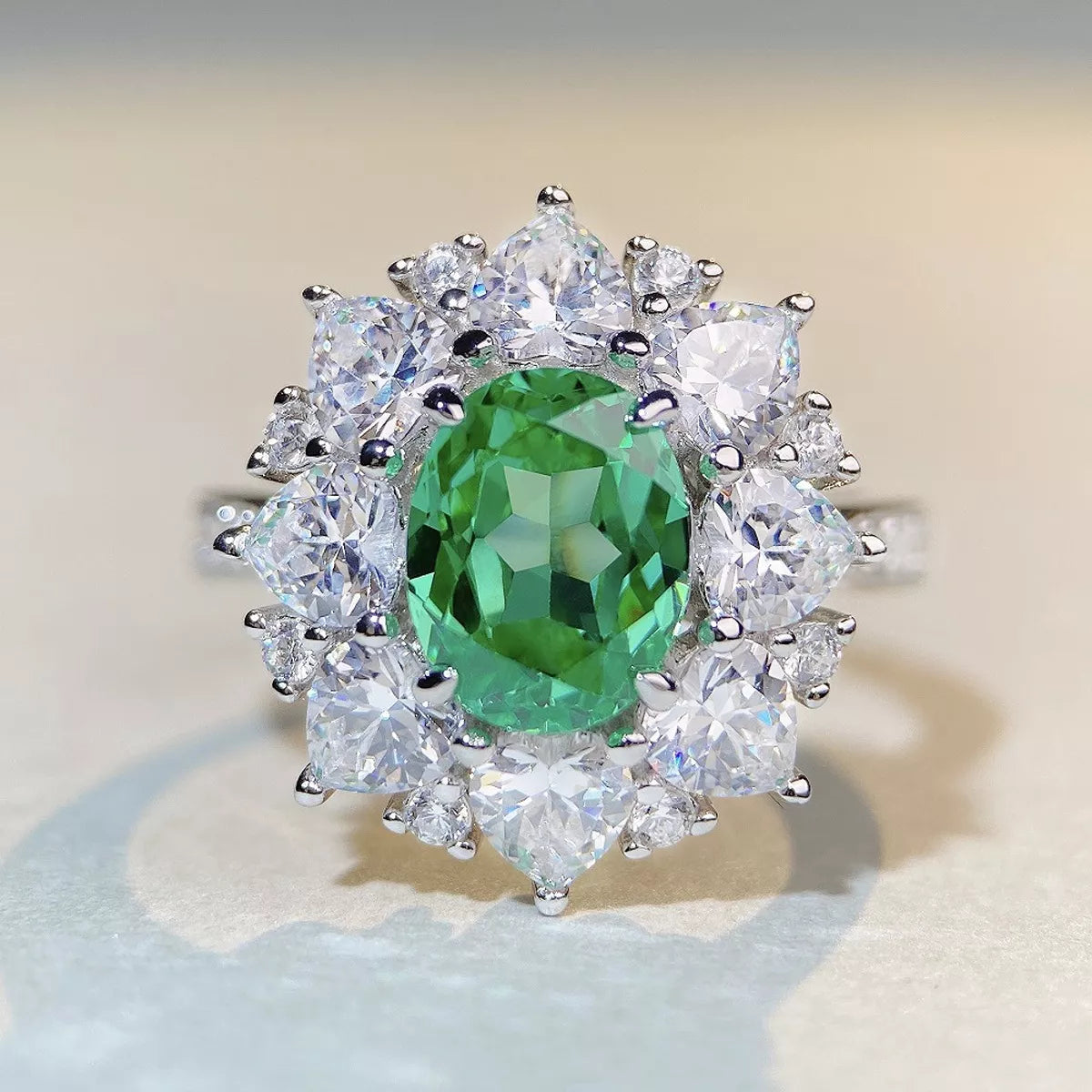 925 Sterling Silver Zircon Flower Ring