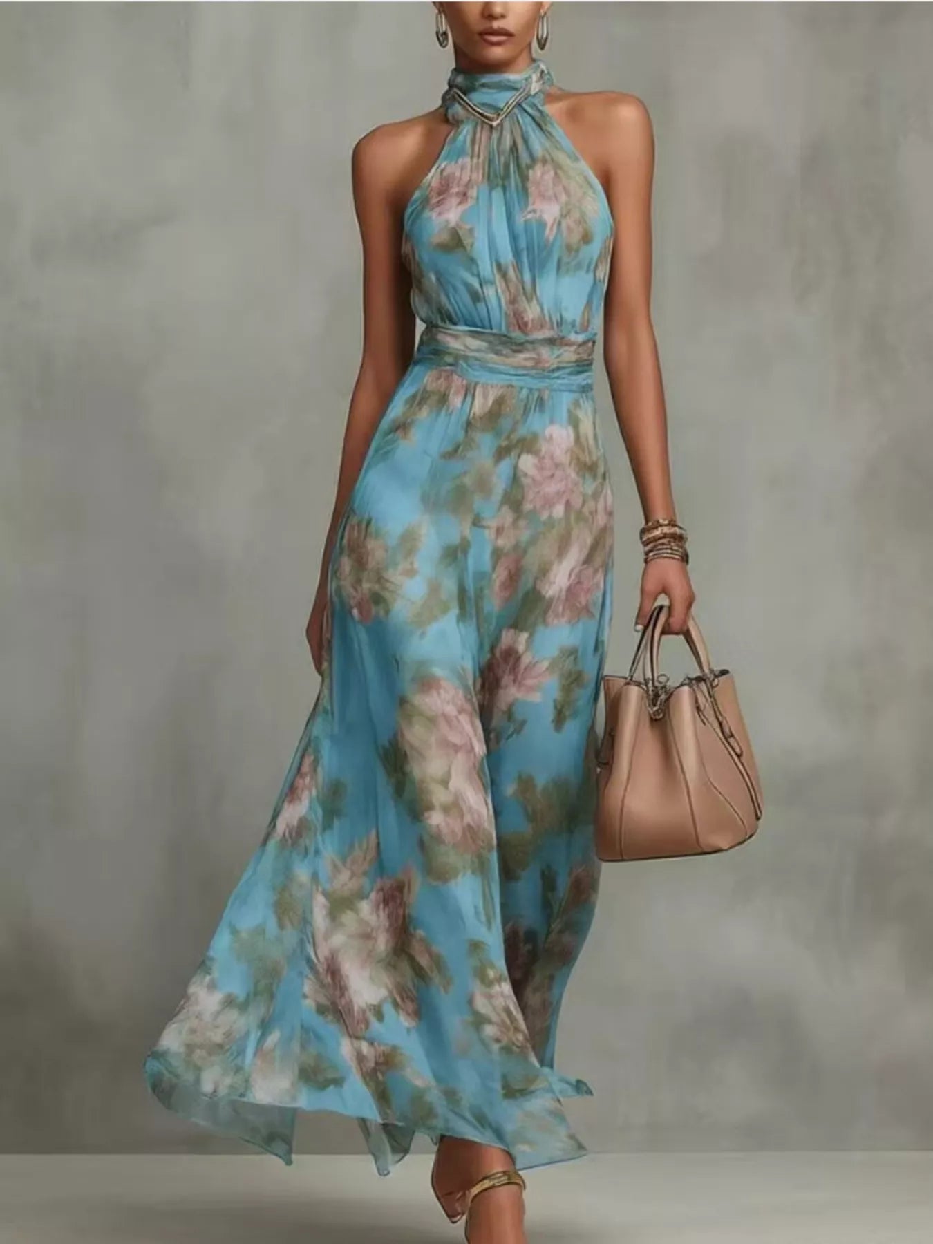 Full Size Floral Print Sleeveless Maxi Dress Plus Size