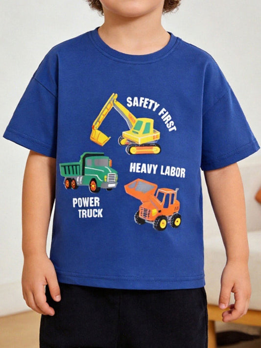 Children's Cartoon Construction Vehicle Graphic Tee