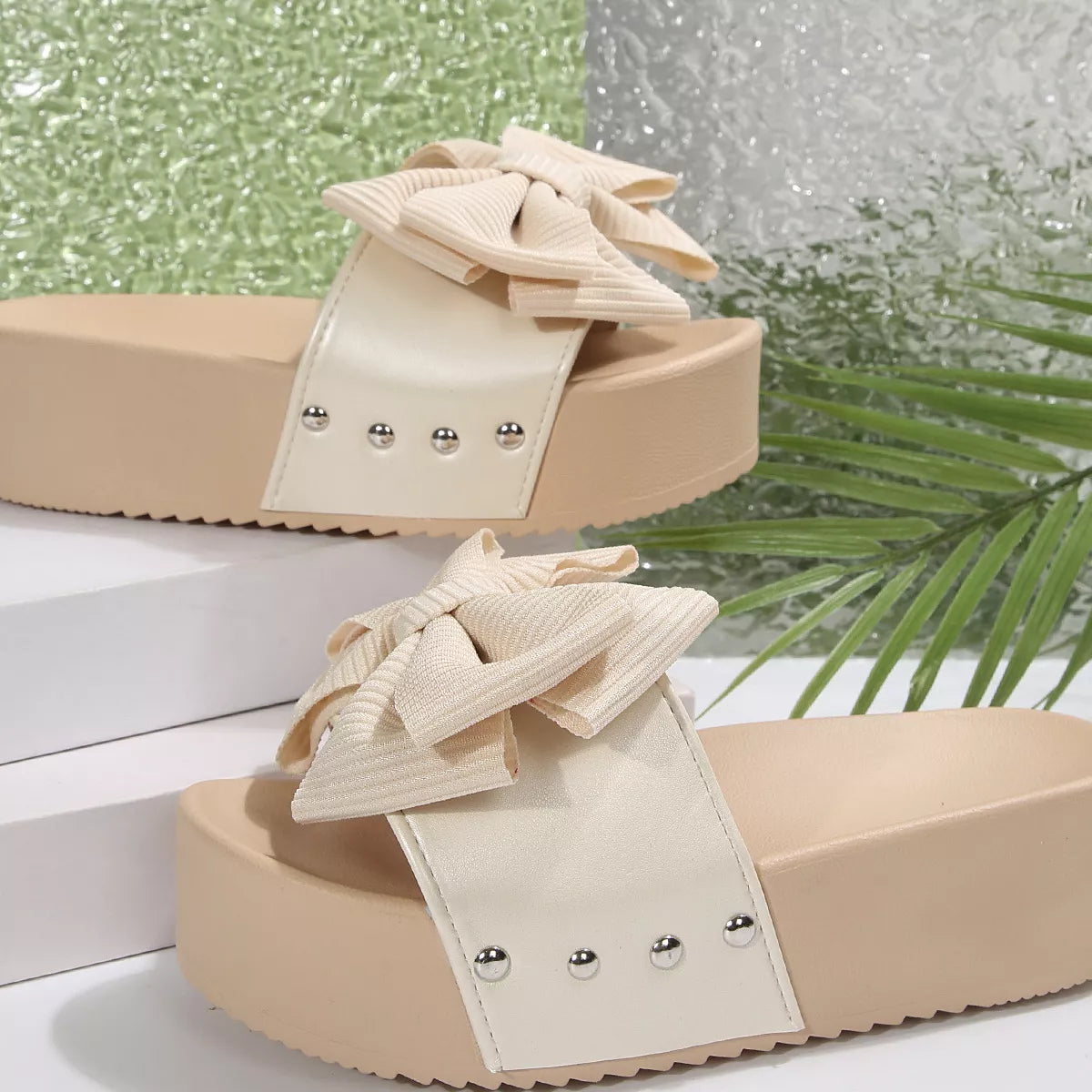 Bow Decor Platform Sandals