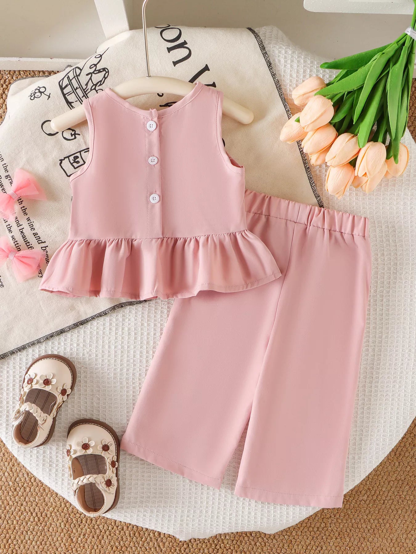 Children's Ruffled Hem Tank and Pants Set