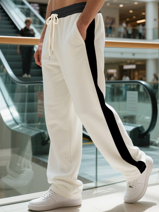 Men's Full Size Contrast Stripe Drawstring Sweatpants Plus Size