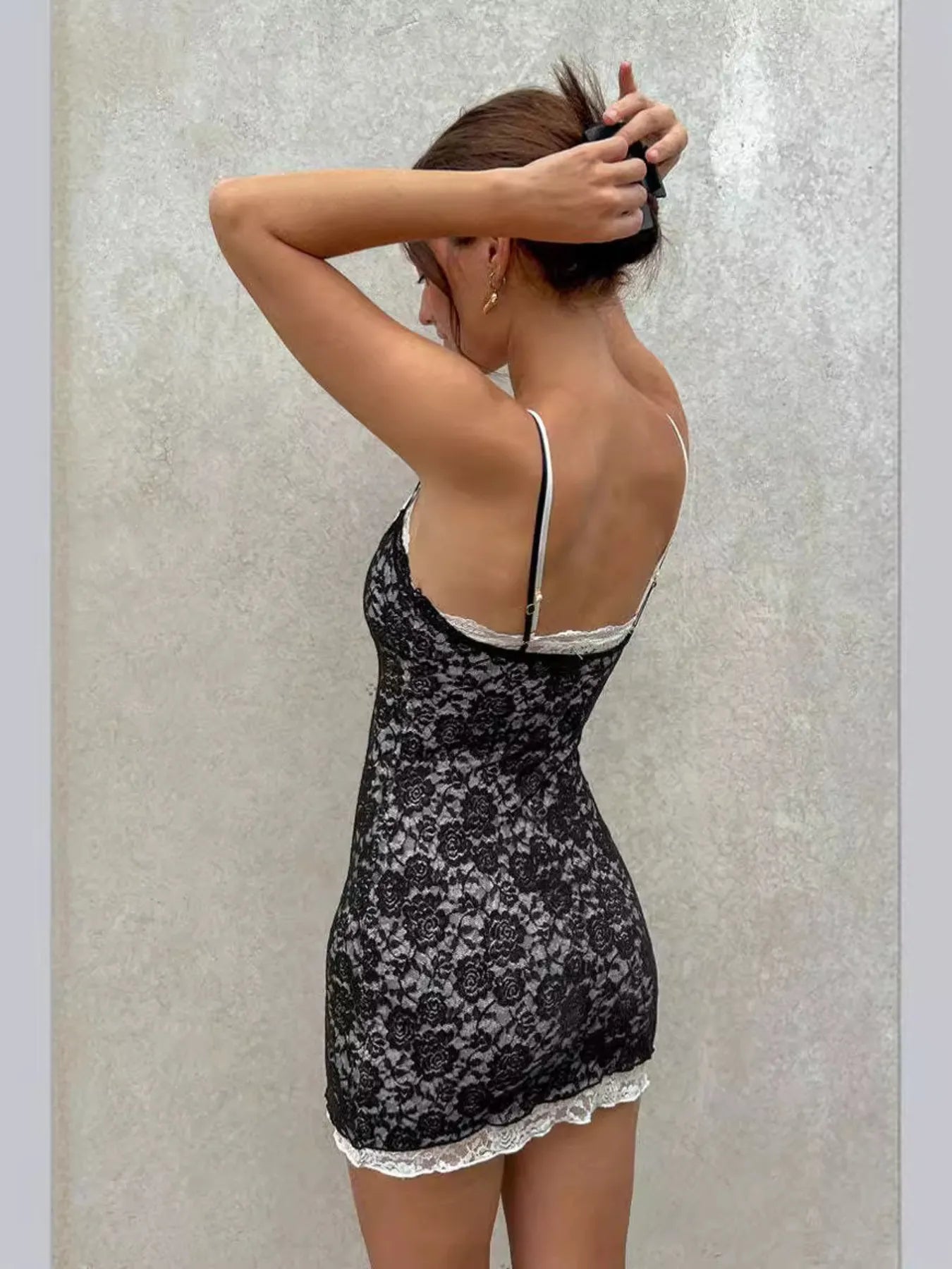 Lace Trim Cami Mini Dress