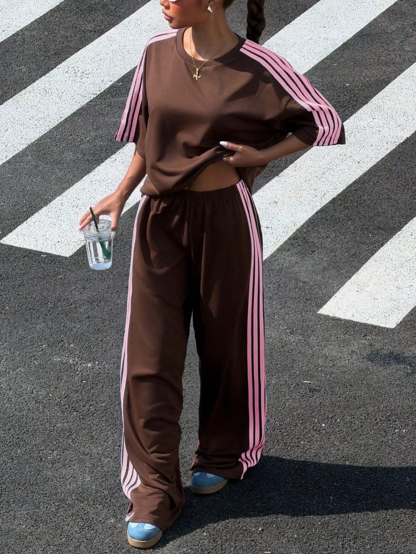 Striped Short Sleeve Top and Pants Set
