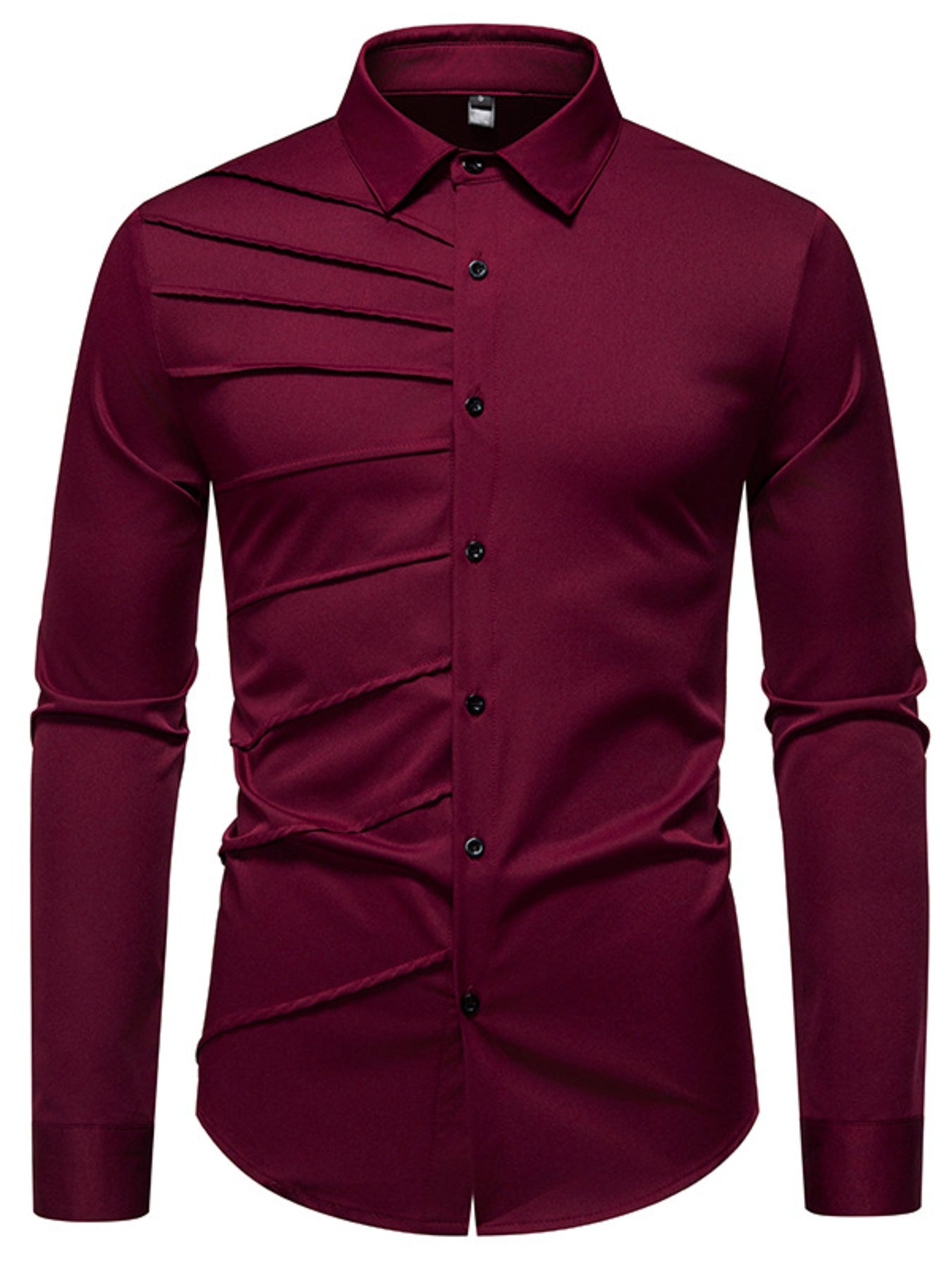 Men's Slim Fit Ruched Long Sleeve Shirt