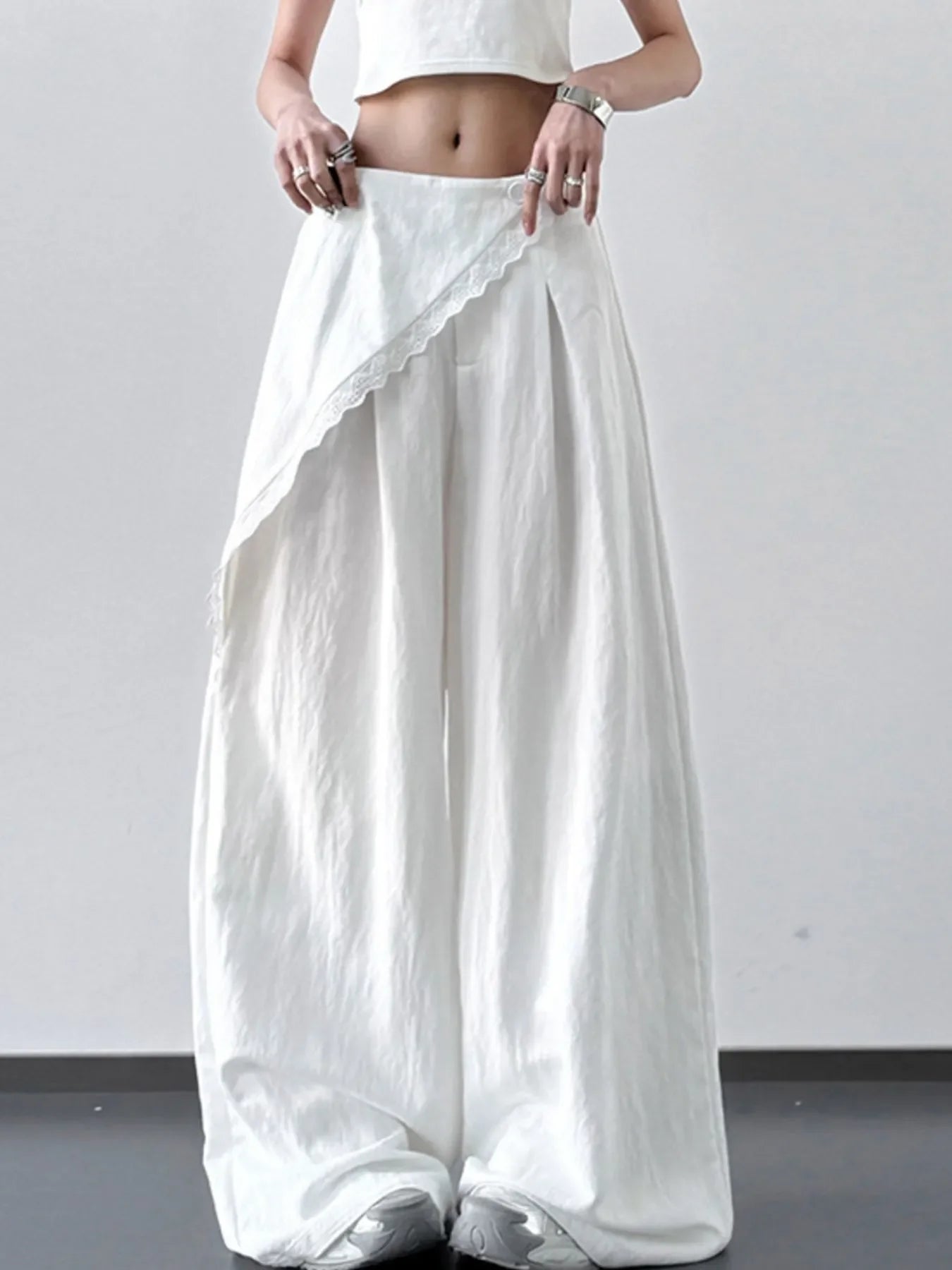 Lace Detail Wide Leg Pants
