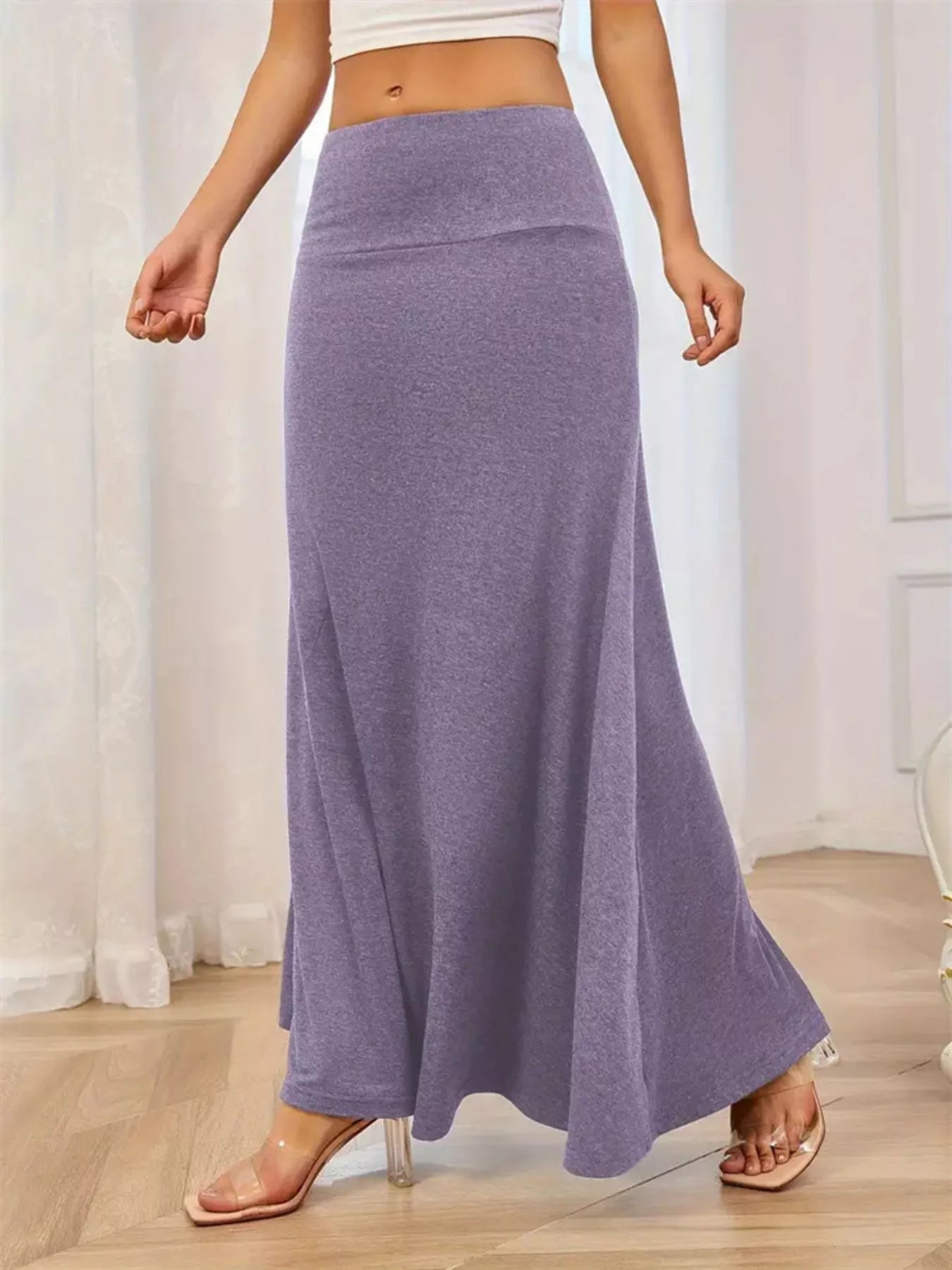 Flowy Maxi Skirt with Wide Waistband