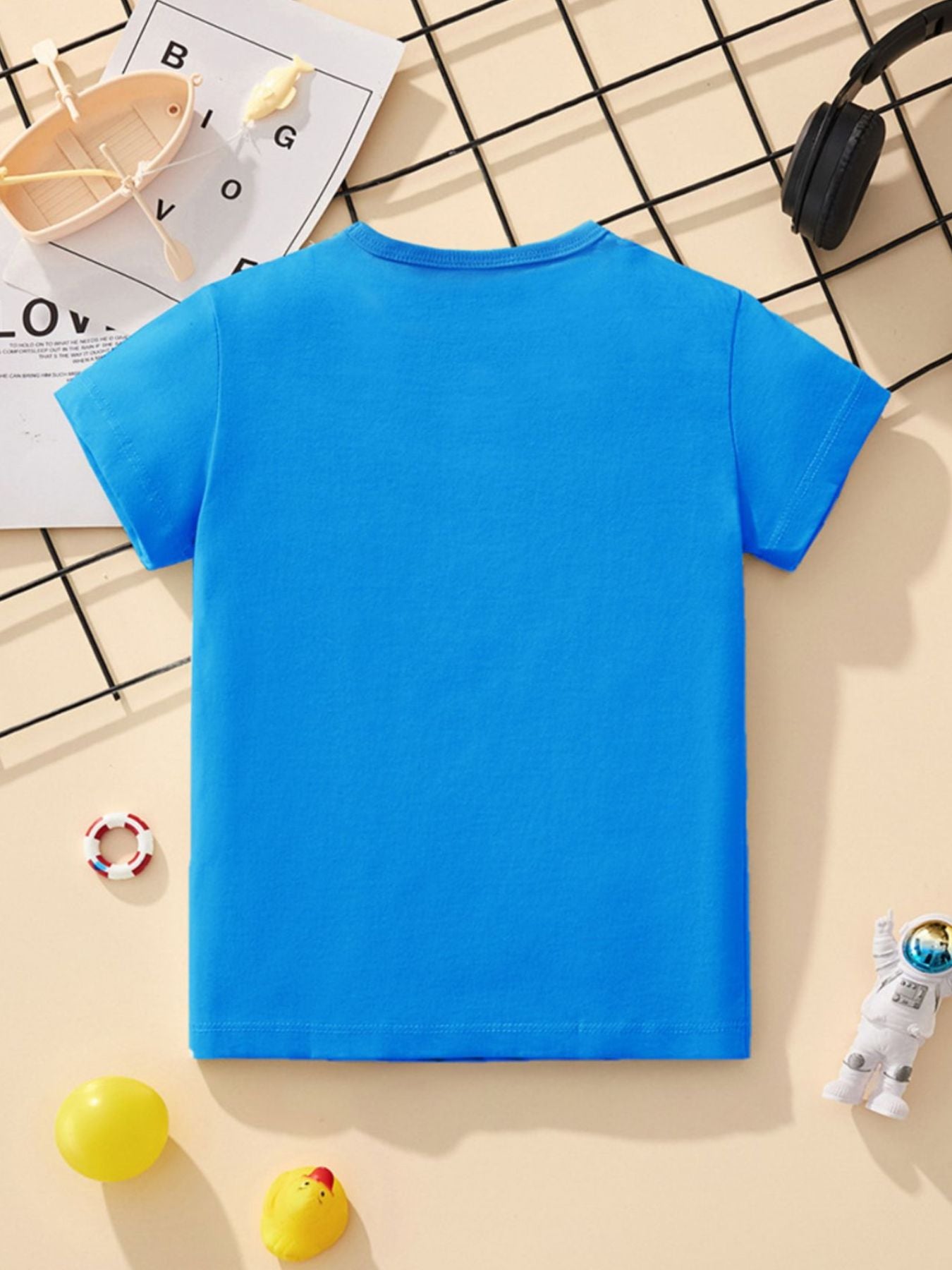 Children's Dinosaur Excavator Graphic Crew Neck Short Sleeve T-Shirt