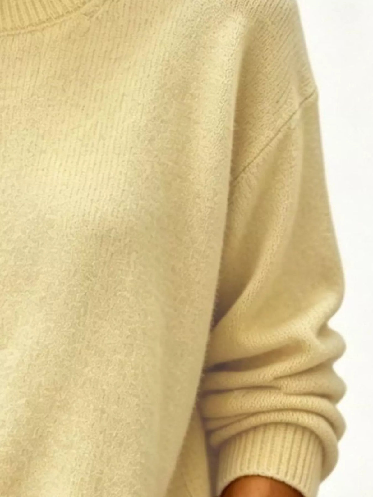 Full Size Round Neck Dropped Shoulder Sweater Plus Size