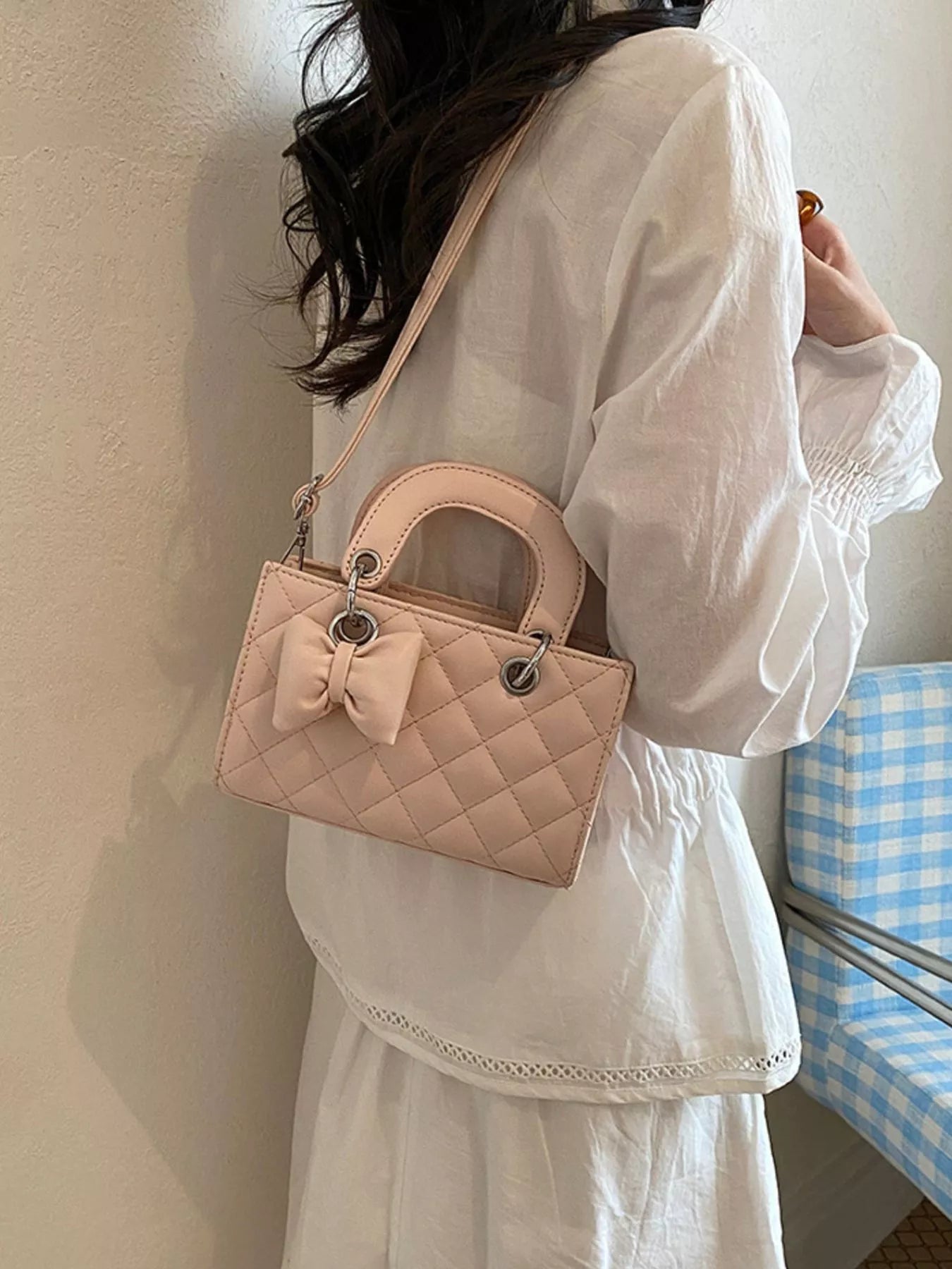 Quilted Bow Crossbody Bag