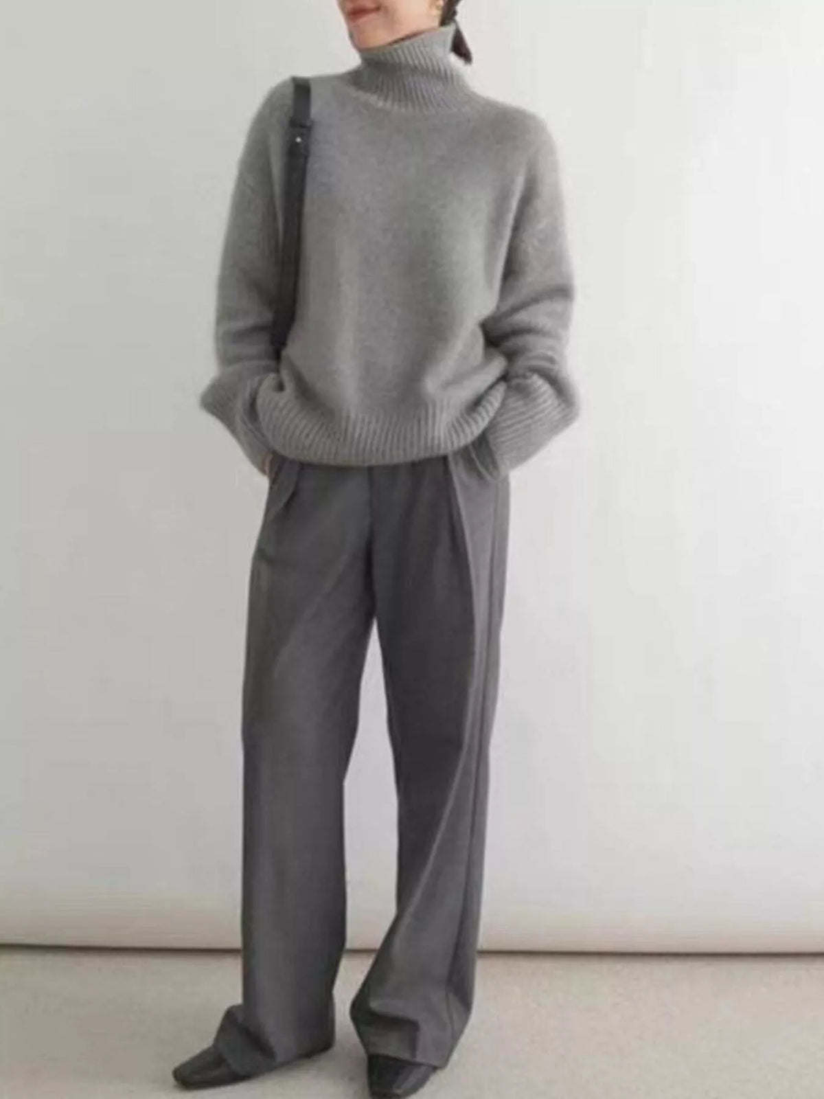 Turtleneck Dropped Shoulder Sweater