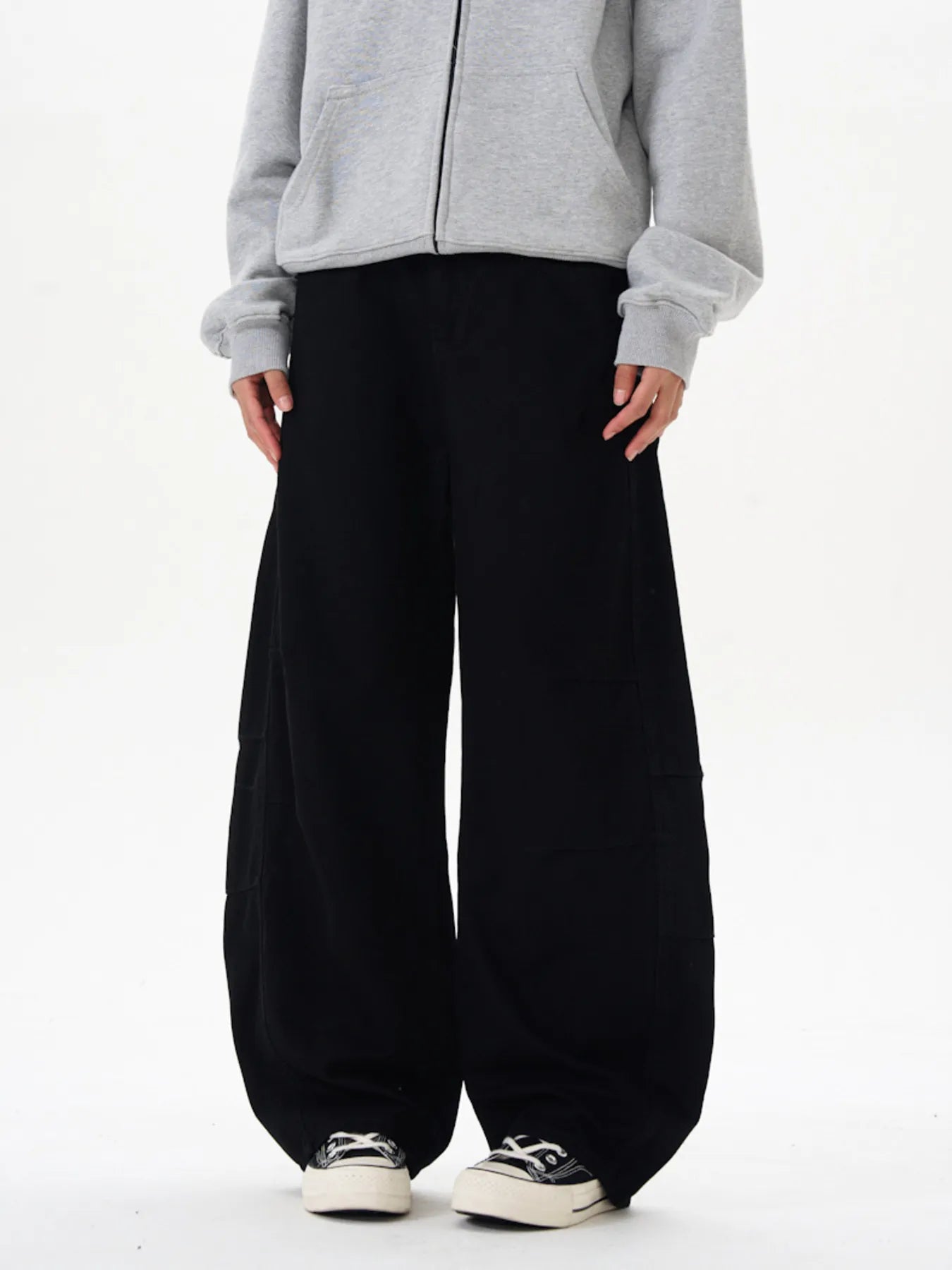Men's Washed Wide Leg Curved Cargo Jeans