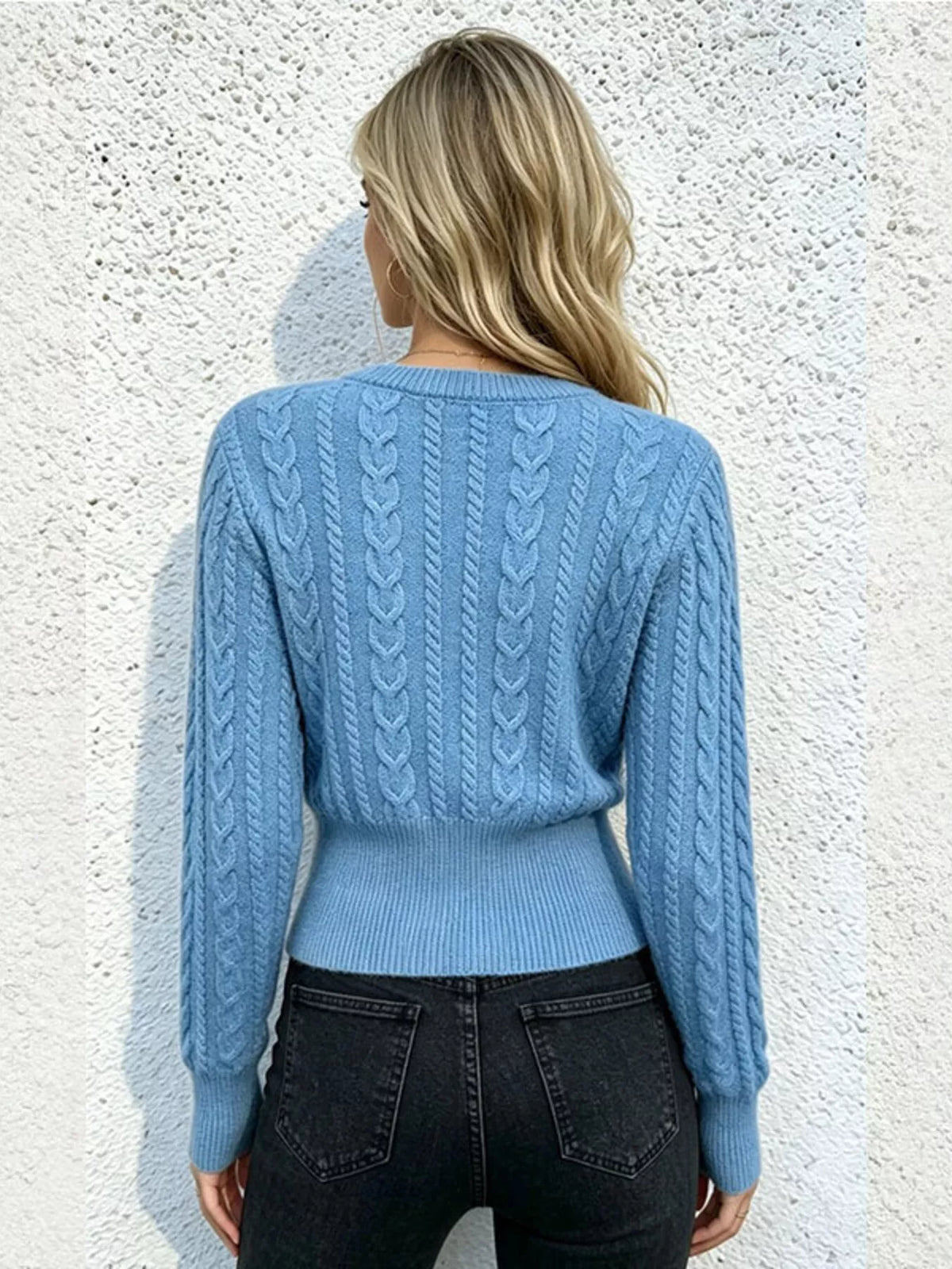 Cable Knit Zipper Detail Sweater