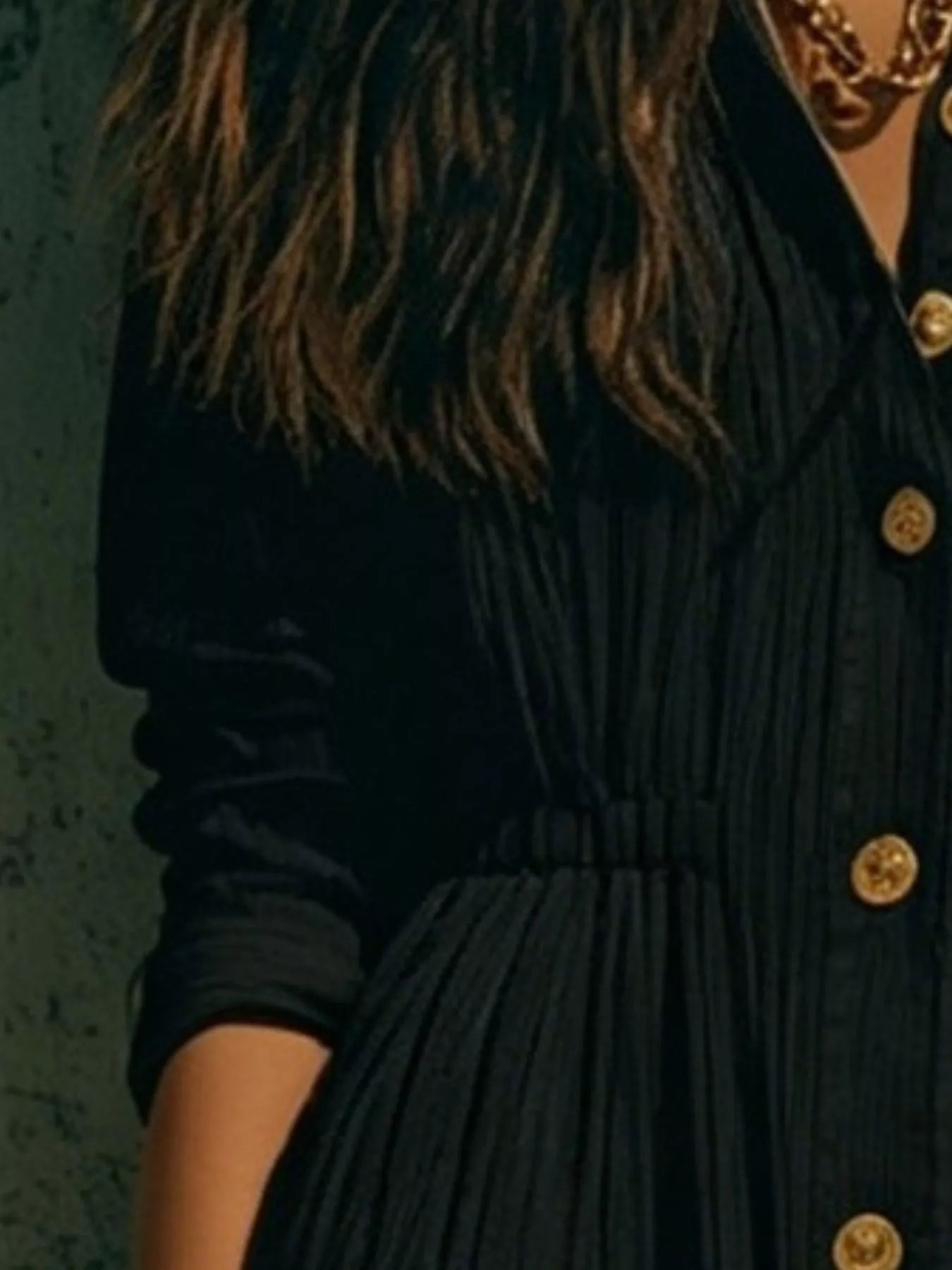 Full Size Textured Button Down Long Sleeve Maxi Dress Plus Size