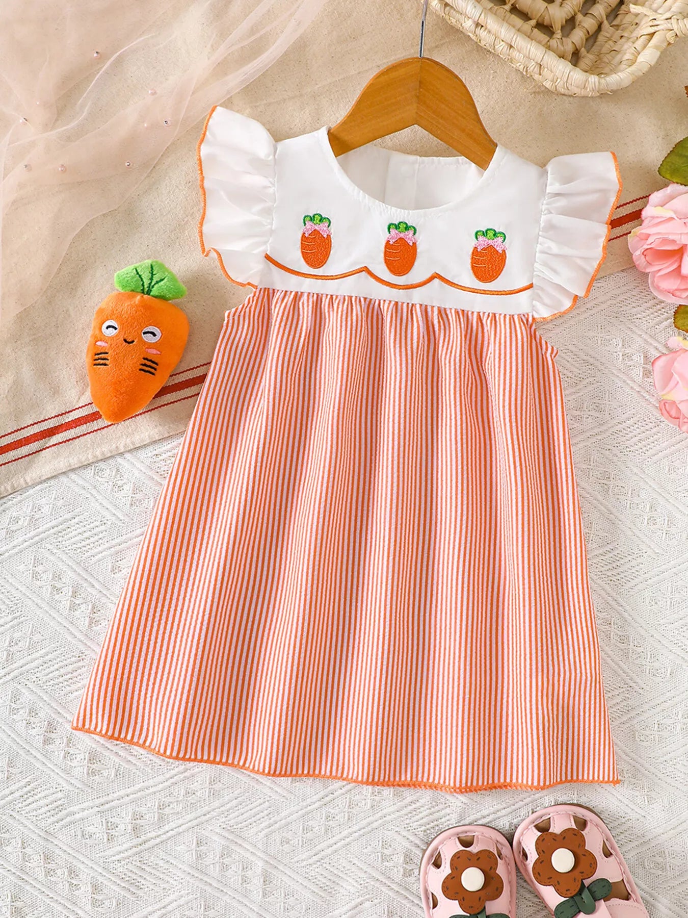 Children's Embroidered Striped Dress
