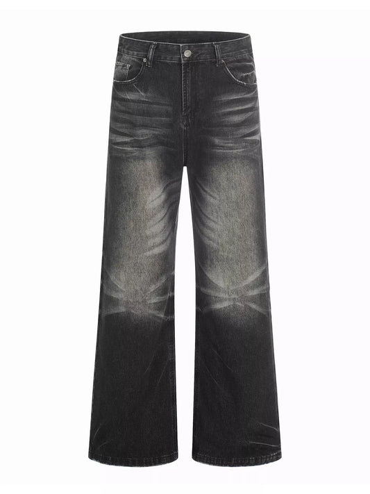 Men's Full Size Vintage Wash Wide Leg Jeans Plus Size