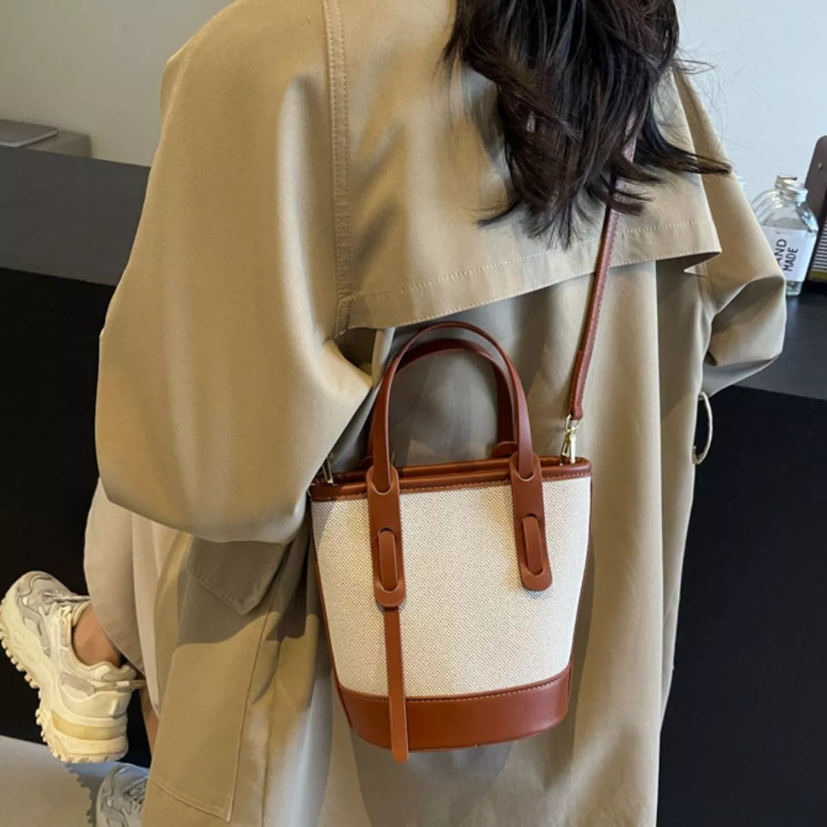 Canvas Bucket Crossbody Bag