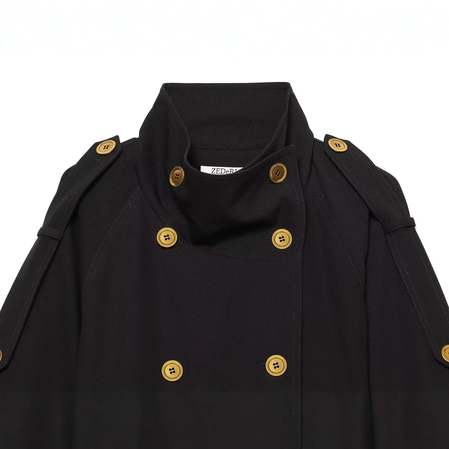 Cropped Double-Breasted Jacket with Gold Hardware