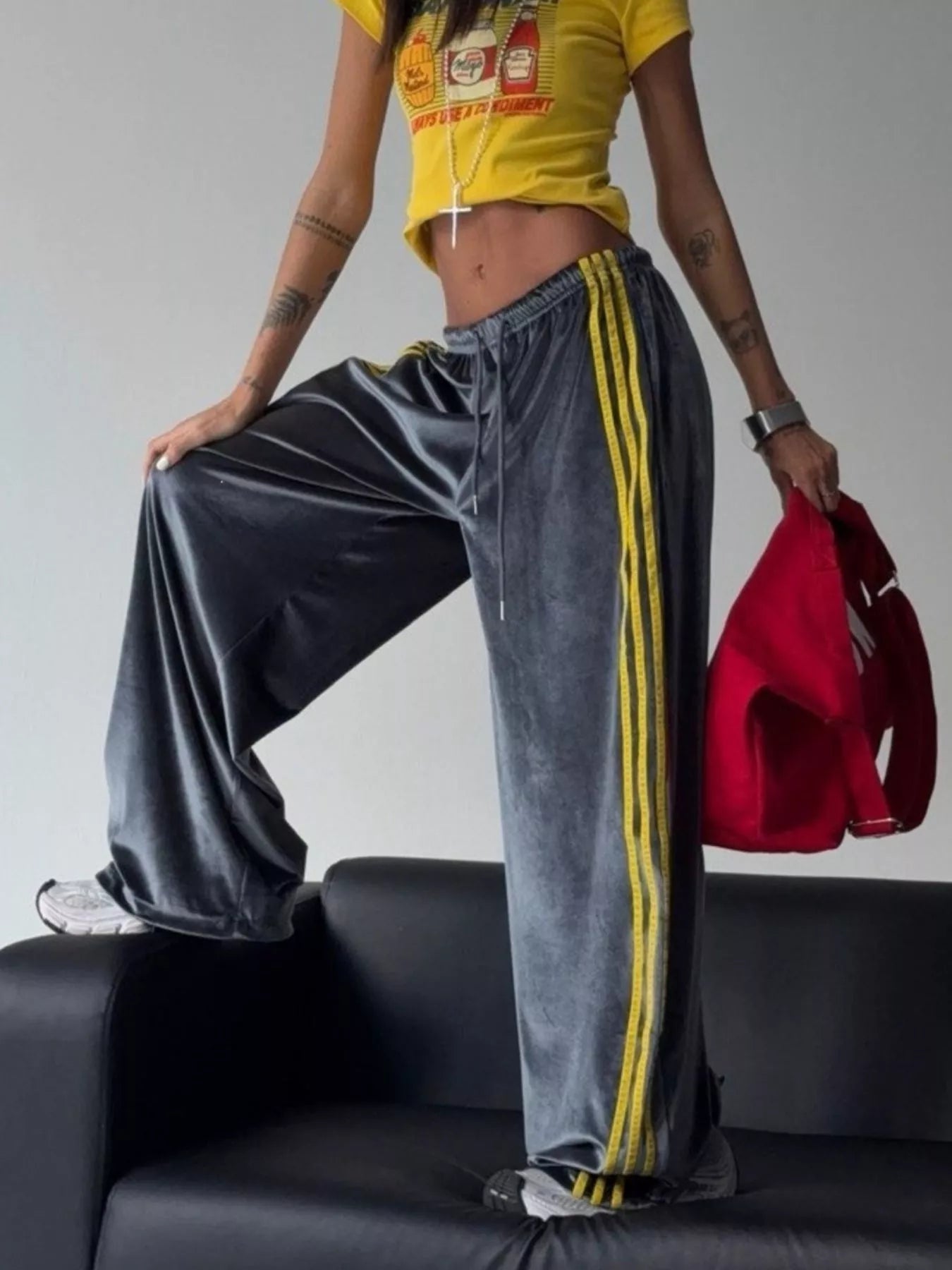 Velvet Wide-Leg Pants