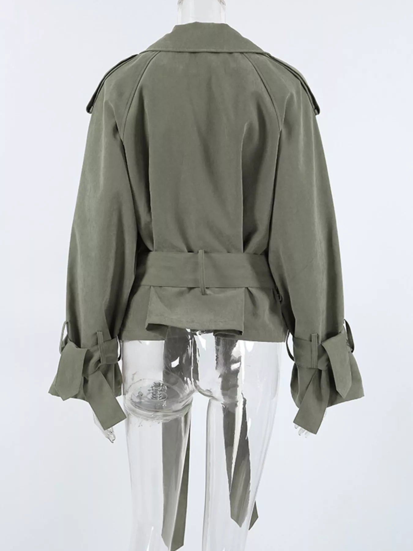 Lapel Collar Belted Cropped Trench