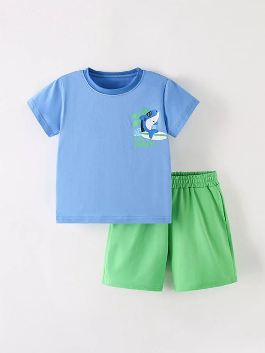 Children's Shark Graphic Tee and Shorts Set