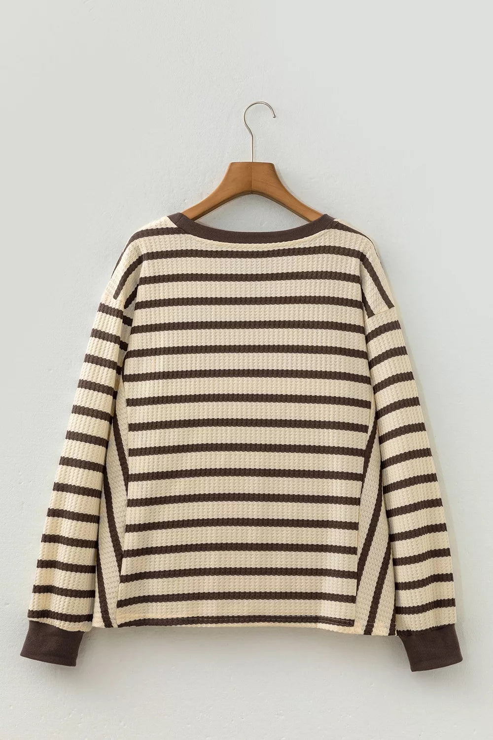 Stripe Patchwork Ribbed Cuff Casual Pullover Sweatshirt