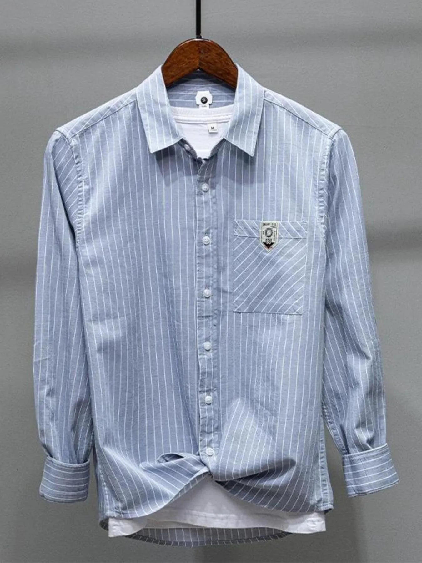 Men's Plus Size Striped Button Up Long Sleeve Shirt