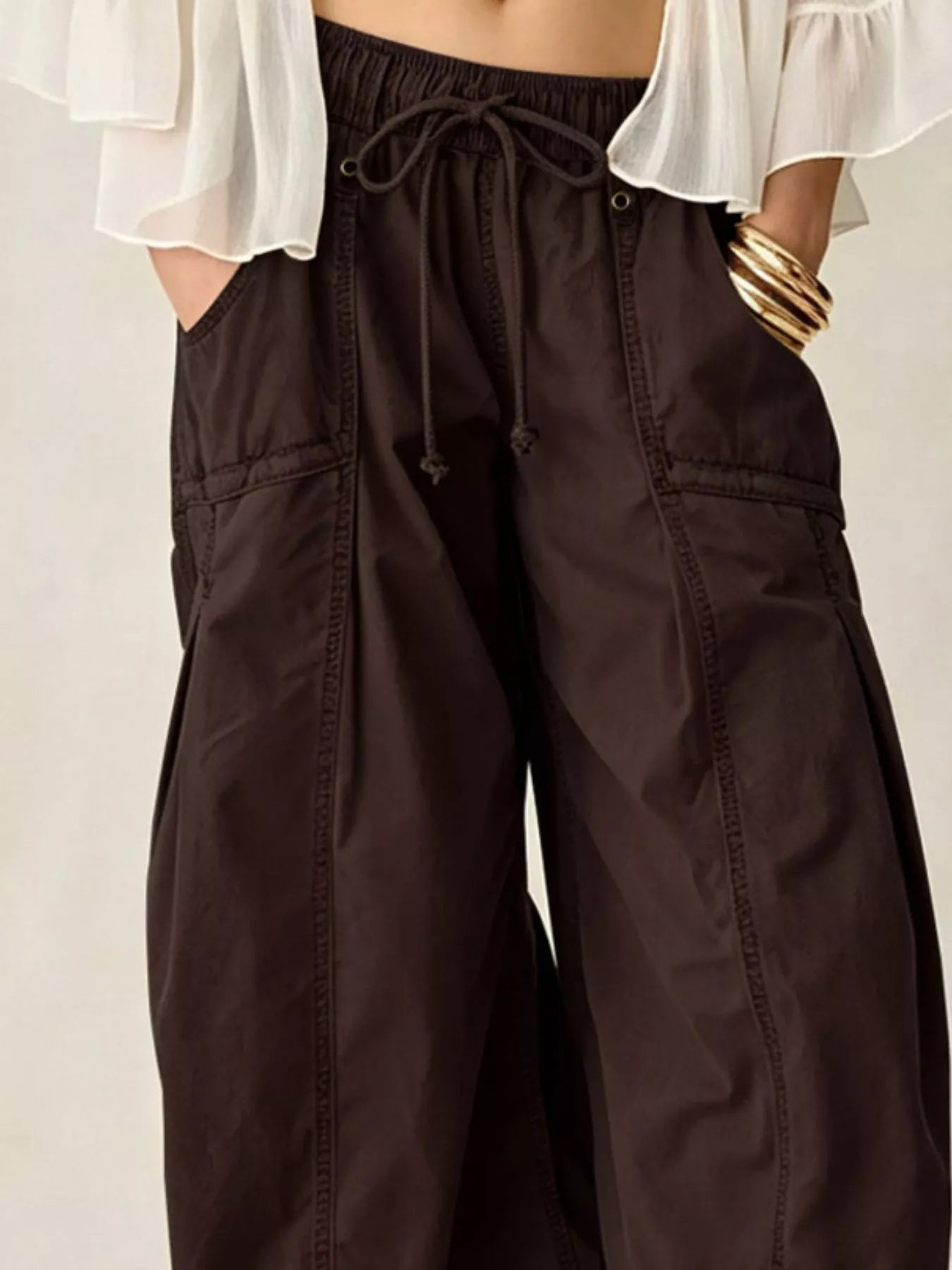 High-Waisted Cargo Wide-Leg Pants