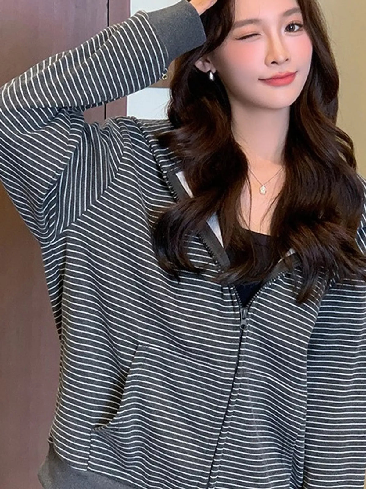 Striped Zip-Up Hoodie