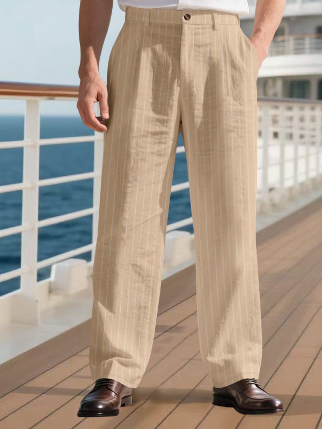 Men's Full Size Striped Wide Leg Pant Plus Size