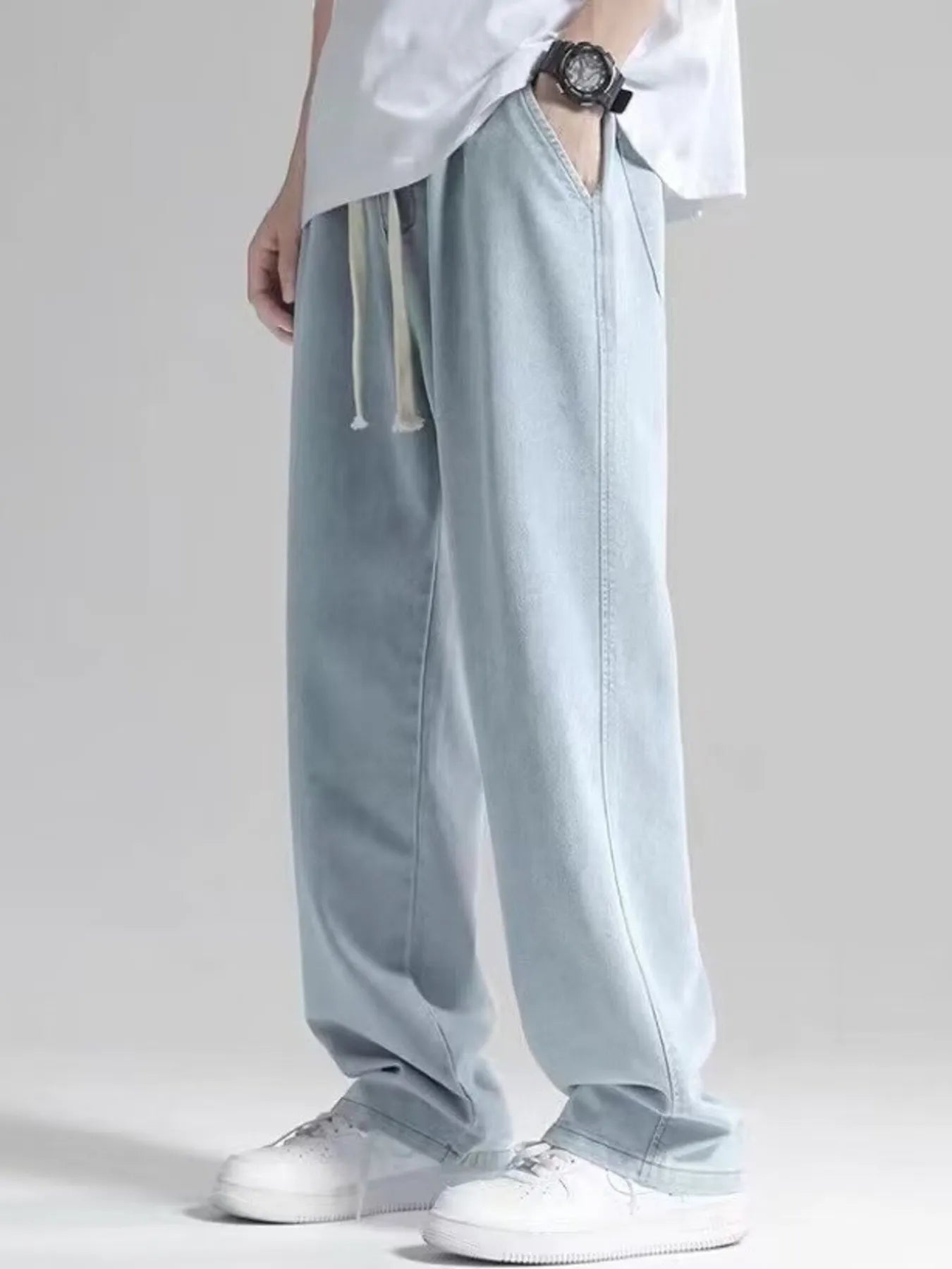 Men's Plus Size Loose Fit Drawstring Jeans