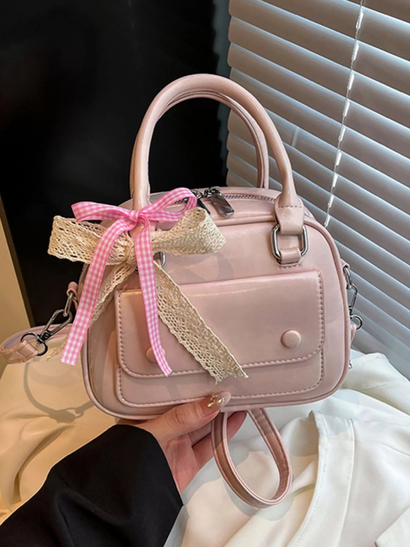 Bow Decor Top Handle Handbag