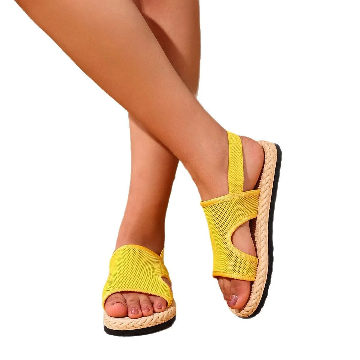 Mesh Open Toe Flats Sandals