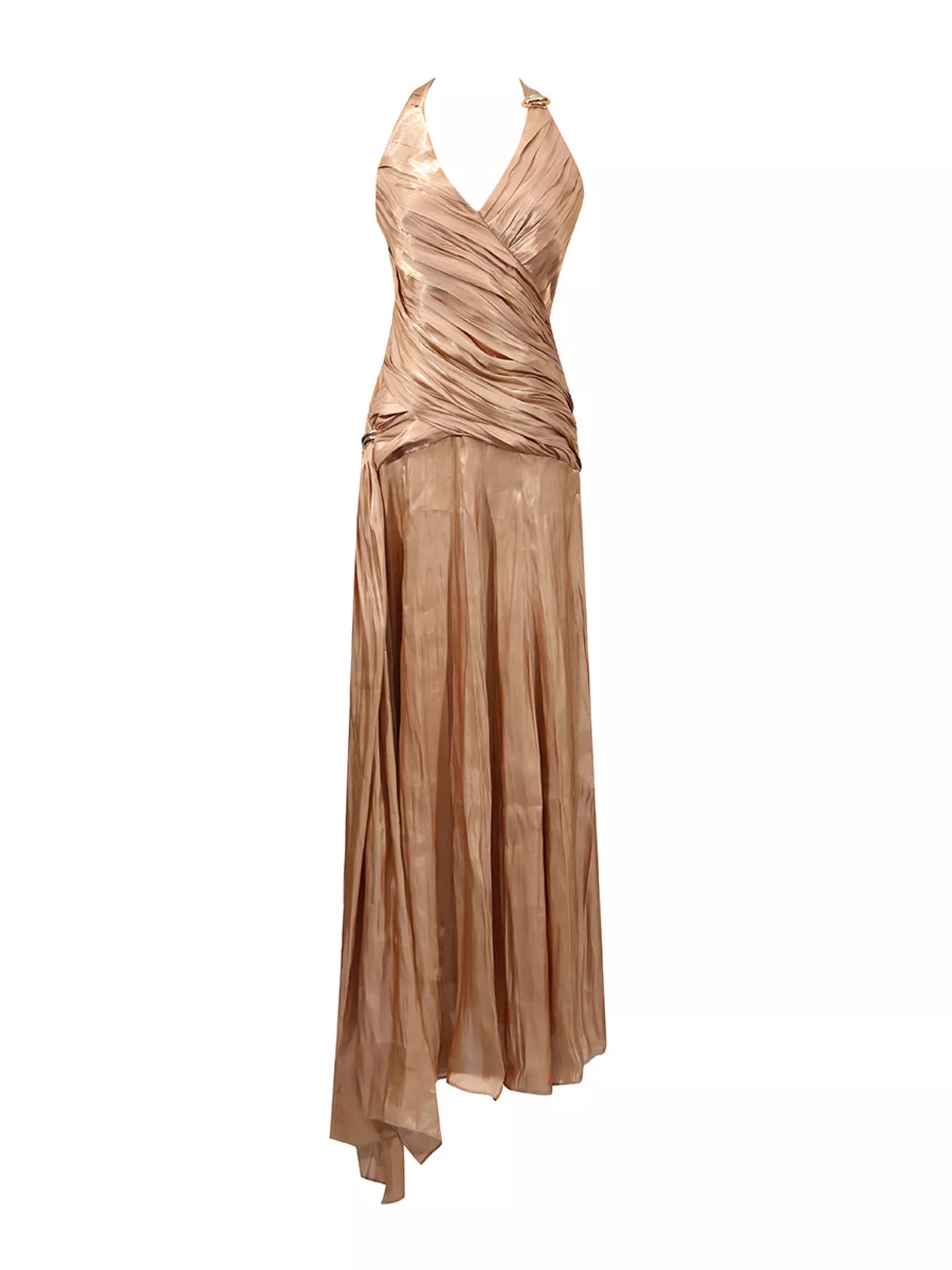 Halter Neck Ruched Maxi Dress