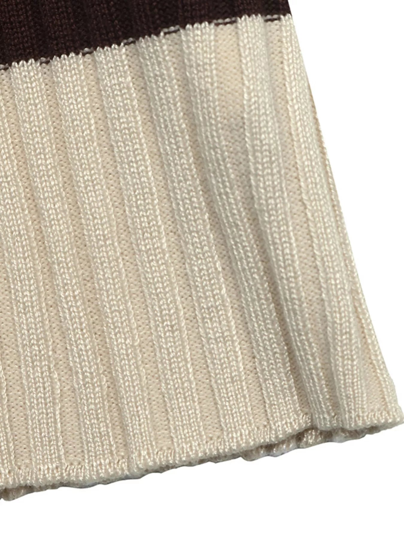 Striped Ribbed Knit Long Sleeve Sweater