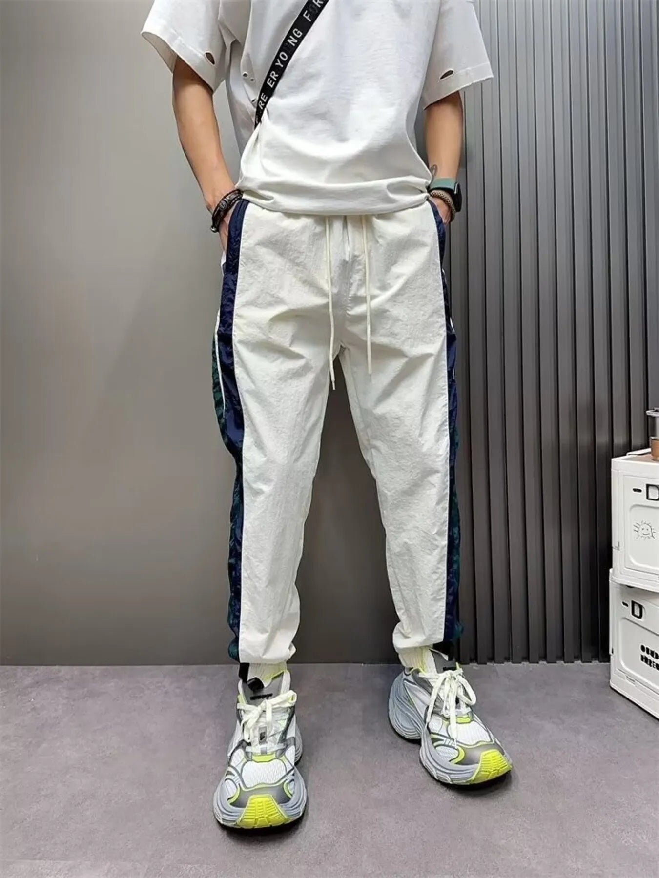 Men's Plus Size Contrast Drawstring Pants