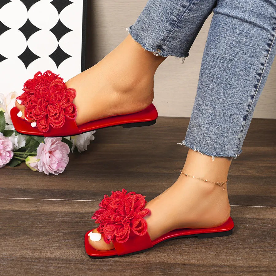 Floral Embellished Flat Sandals