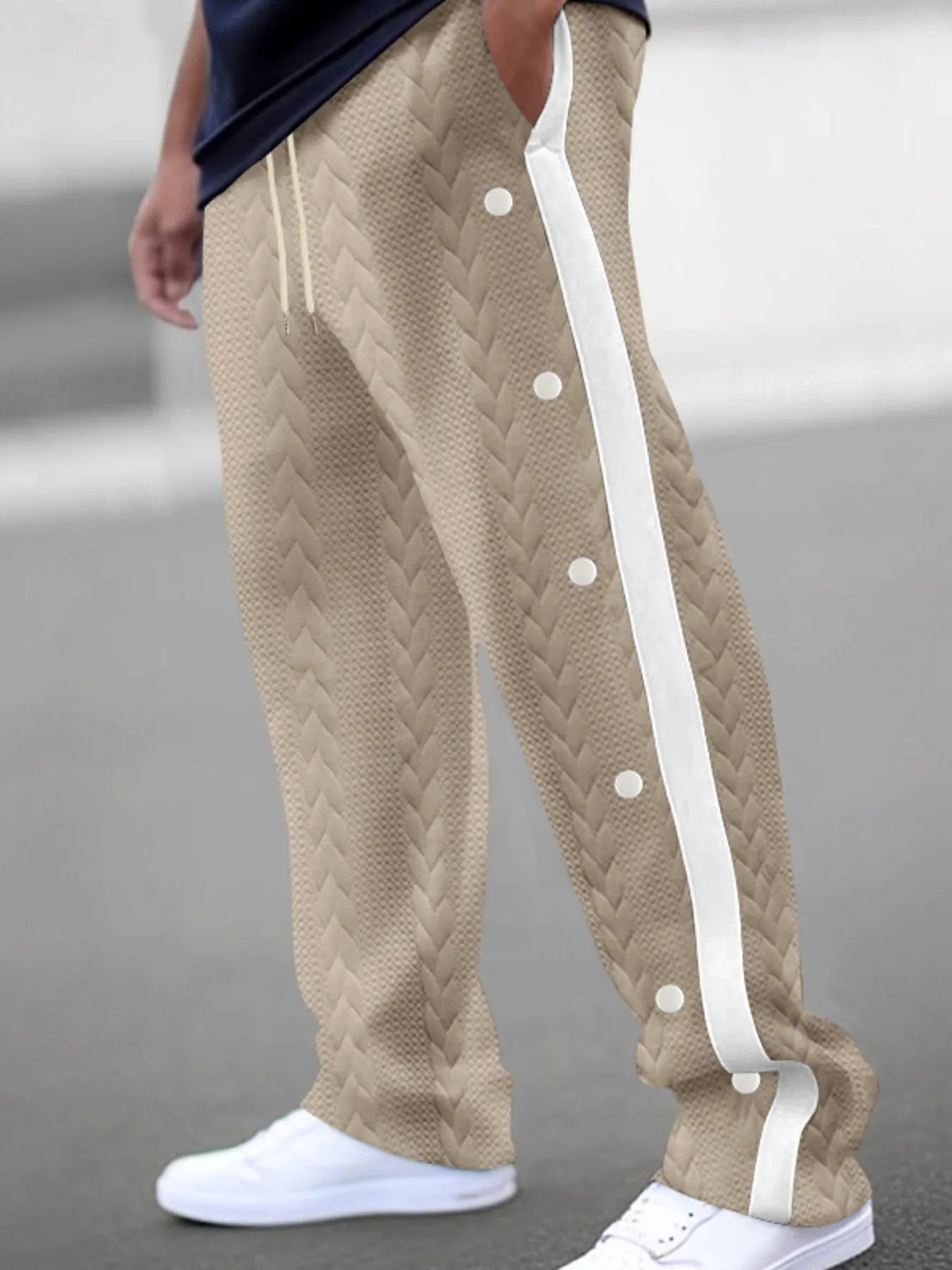 Men's Full Size Textured Drawstring Pants Plus Size