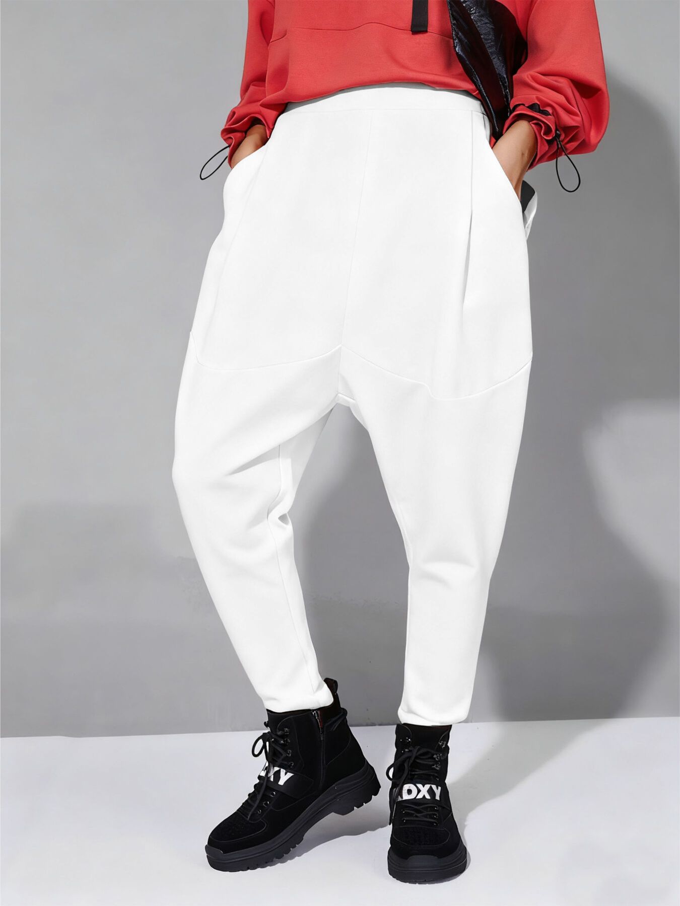 Loose Fit Harem Pants with Pockets